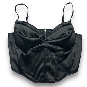 Fashion Nova Satin Corset Top Black Size 1X NWT